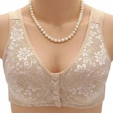 Home Front Button Plus Size Cotton Wireless Sleep Bra for Comfort - Himpall